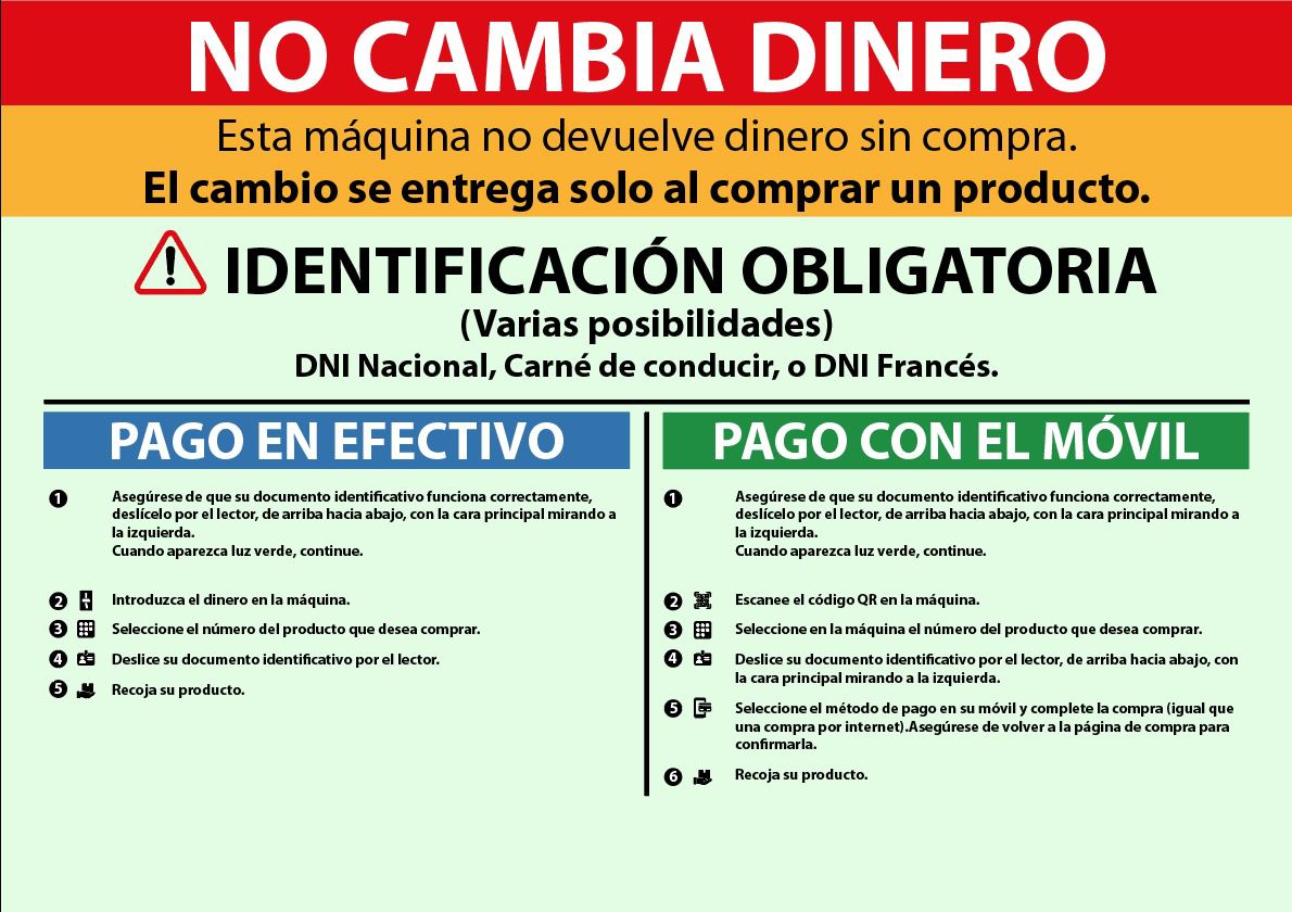 Cartel informativo oficial de la máquina CBD: identificación obligatoria y condiciones de cambio